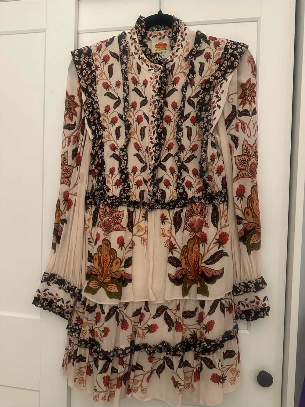 FARM Rio Ivory Floral Ruffled Long-Sleeve Mini Dress - Picture 2 of 6